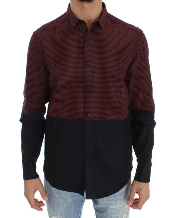 Black Red Cotton Logo Casual Shirt