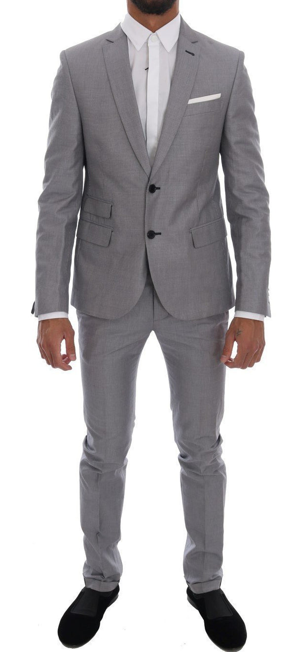 Gray Two Button Slim Fit Suit