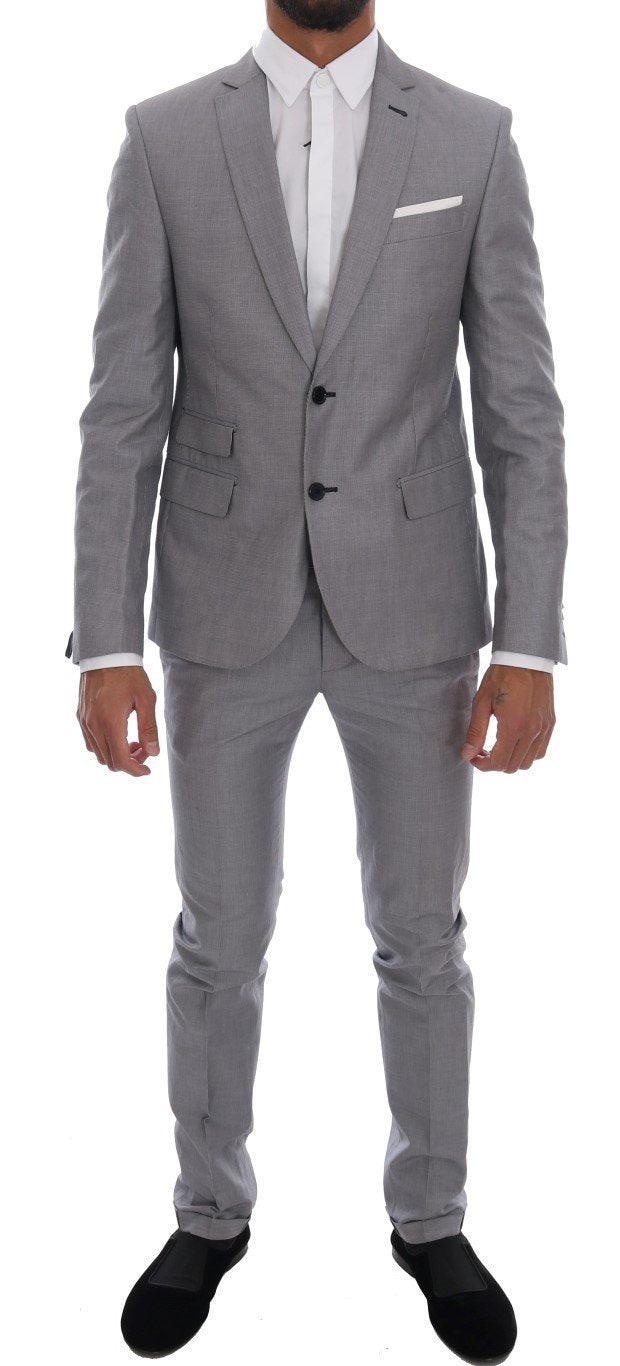 Gray Two Button Slim Fit Suit