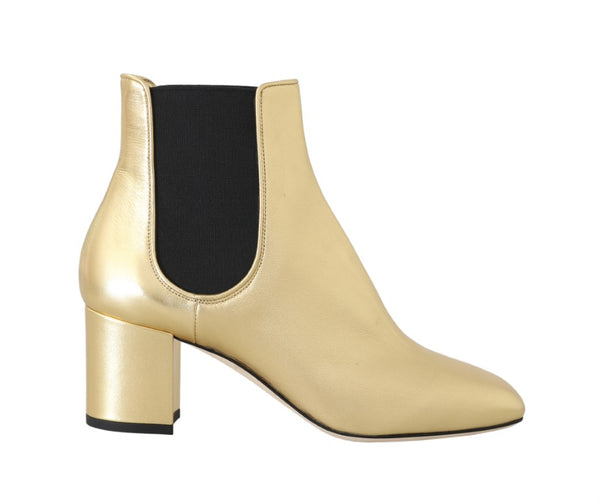 Gold Leather Chelsea Ankle Boots