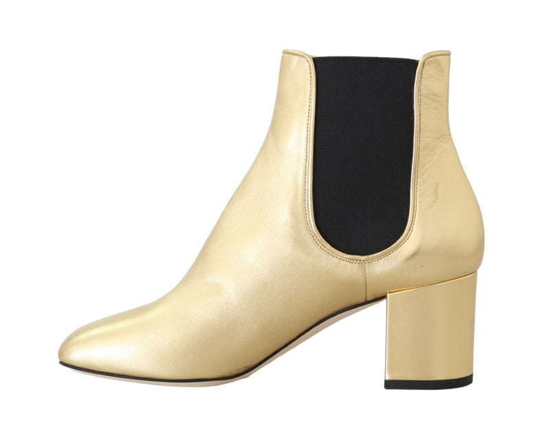 Gold Leather Chelsea Ankle Boots
