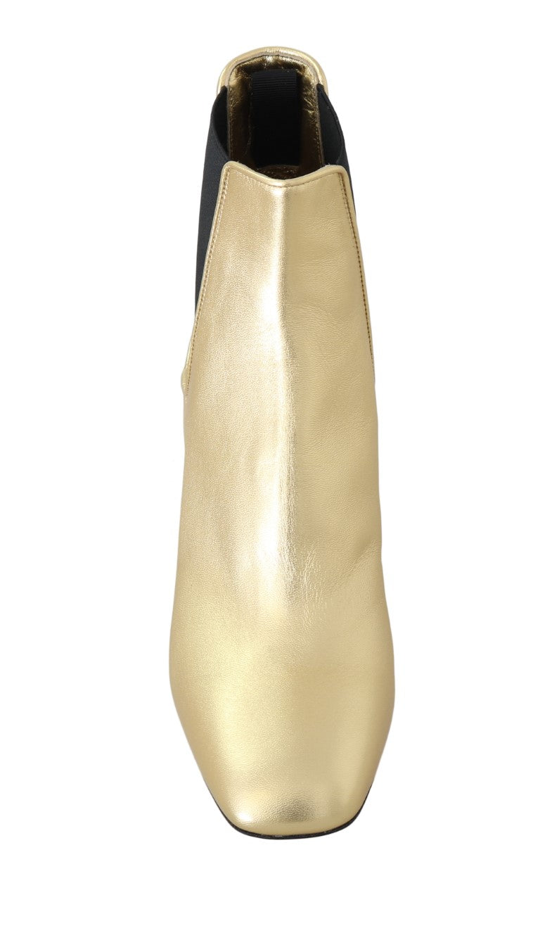 Gold Leather Chelsea Ankle Boots