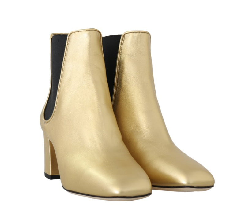 Gold Leather Chelsea Ankle Boots