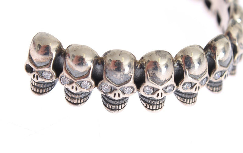 Silver 925 Skull Crystal Bangle Bracelet