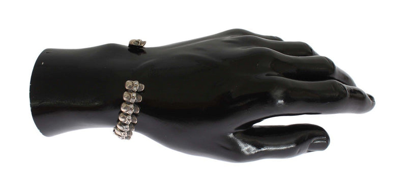 Silver 925 Skull Crystal Bangle Bracelet