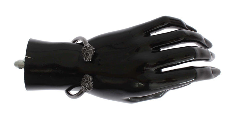 Black Rhodium Lion Bangle Bracelet