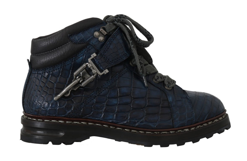 Blue Crocodile Alligator Skin Boots