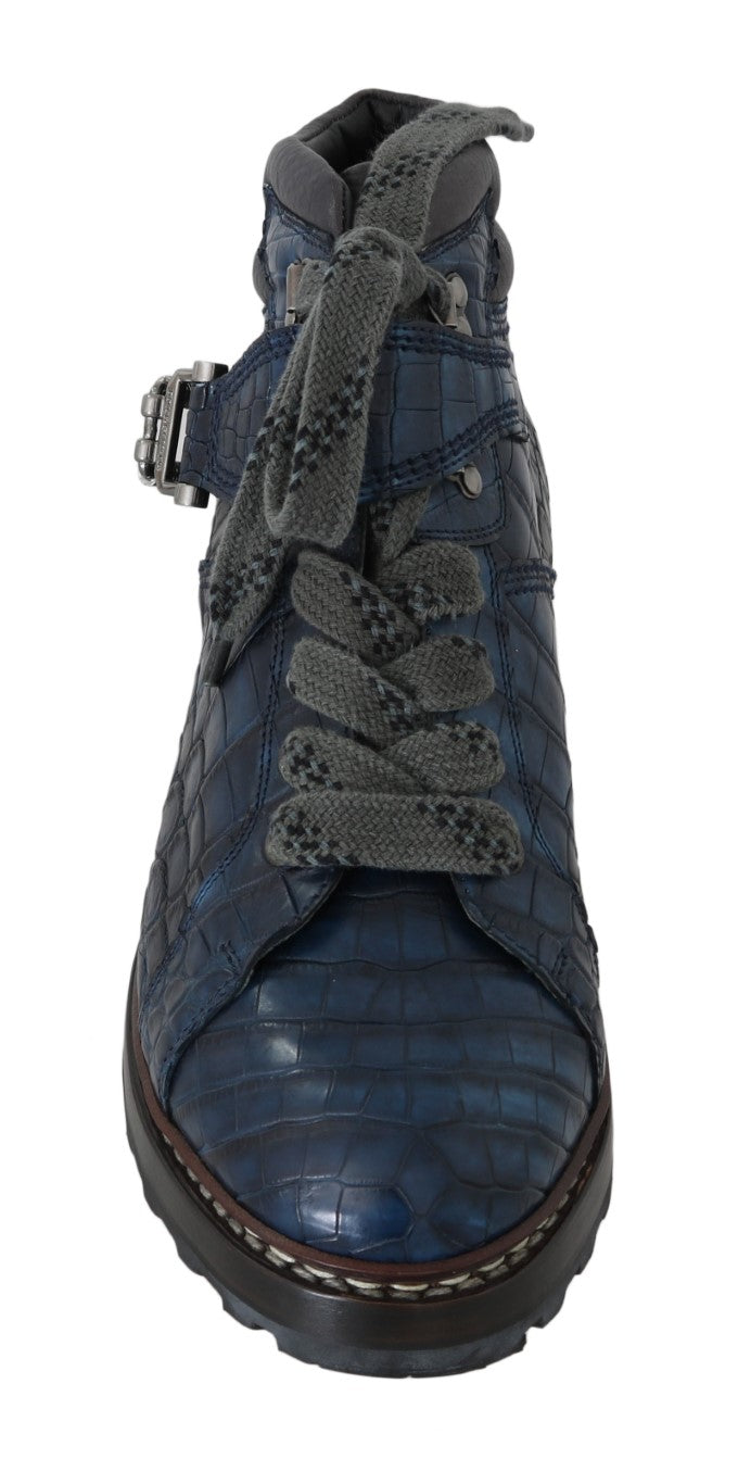 Blue Crocodile Alligator Skin Boots