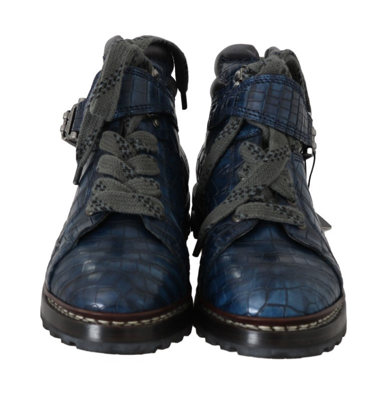 Blue Crocodile Alligator Skin Boots