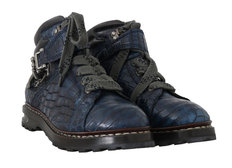 Blue Crocodile Alligator Skin Boots