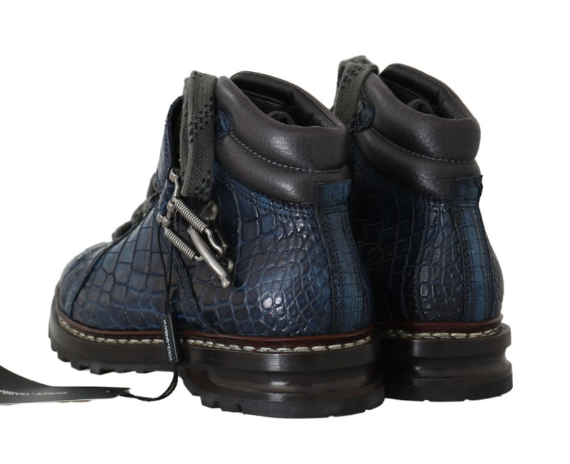 Blue Crocodile Alligator Skin Boots