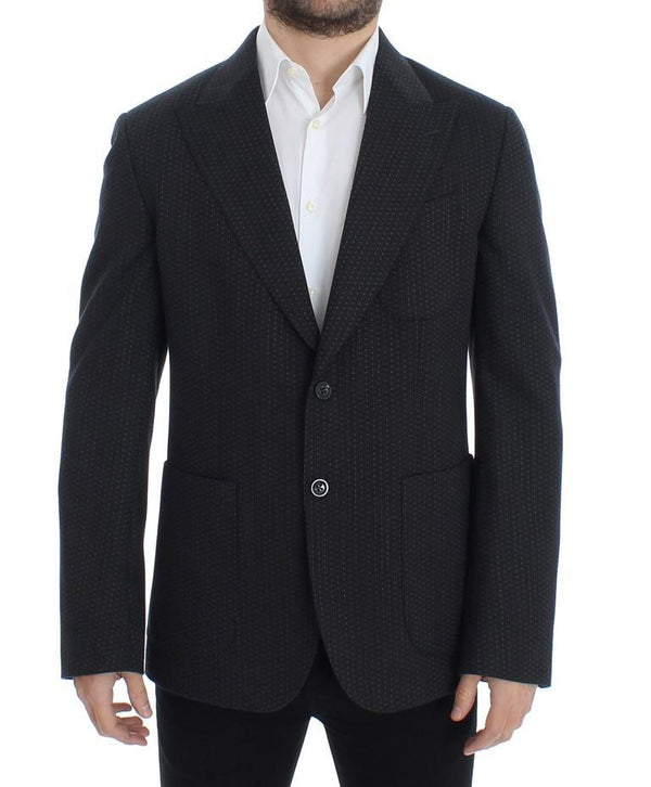 Gray wool two button blazer