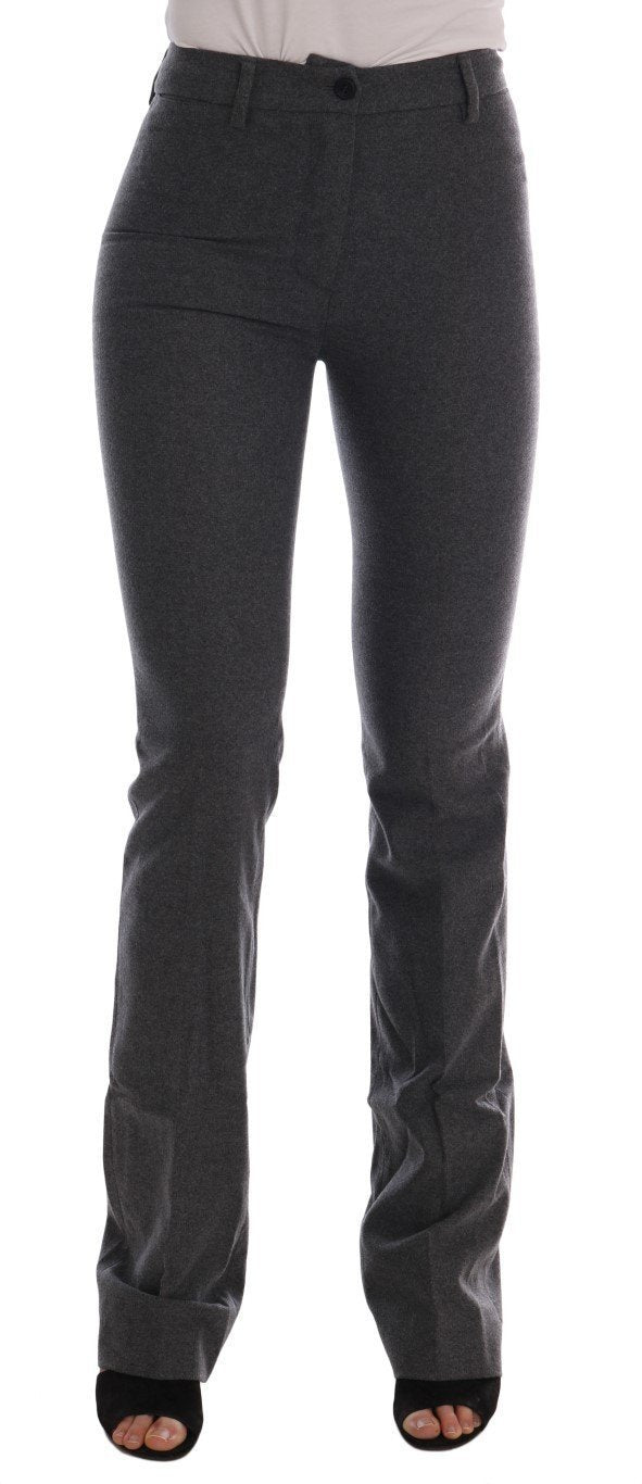 Gray Wool Stretch Slim Pants