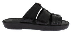Black Caiman Crocodile Leather Sandal Shoes