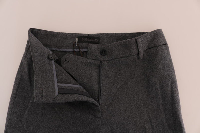 Gray Wool Stretch Slim Pants