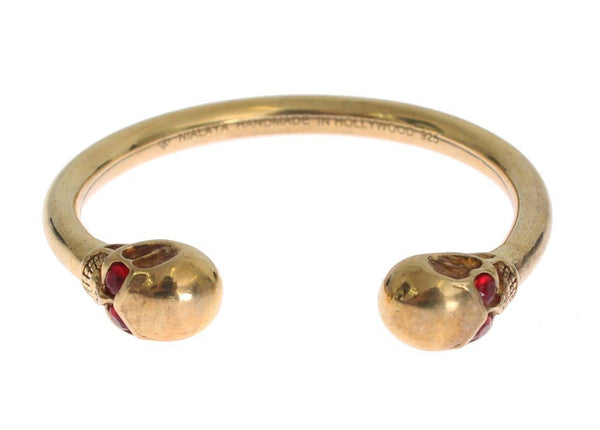 Gold Plated Skull 925 Silver Bangle Bracelet