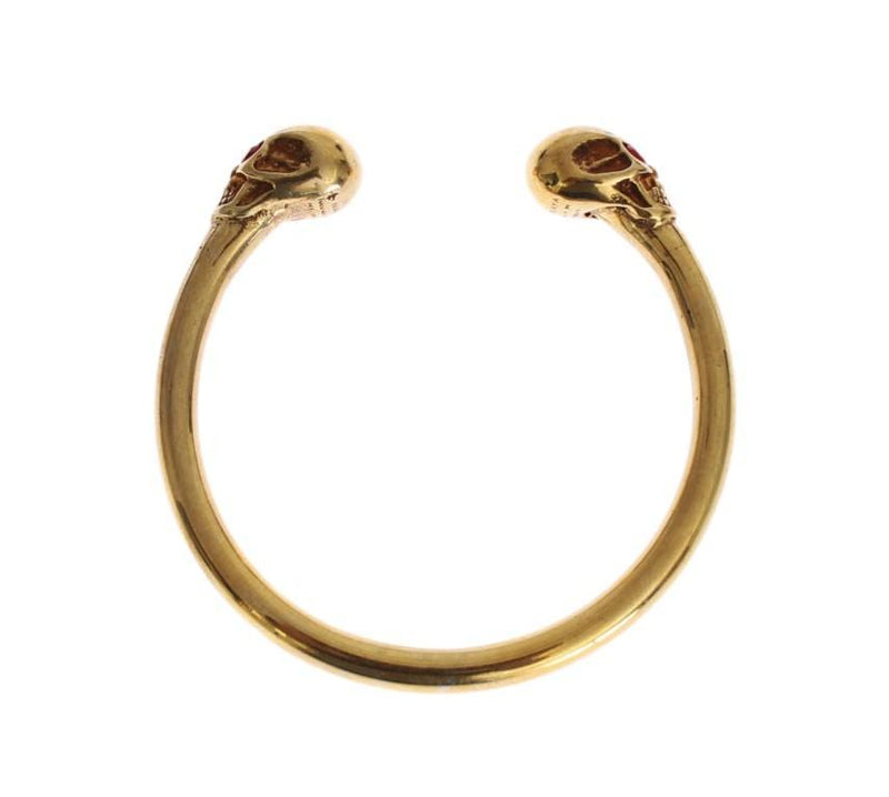 Gold Plated Skull 925 Silver Bangle Bracelet