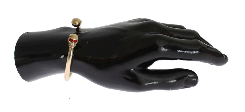 Gold Plated Skull 925 Silver Bangle Bracelet