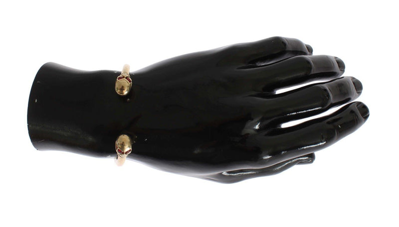 Gold Plated Skull 925 Silver Bangle Bracelet