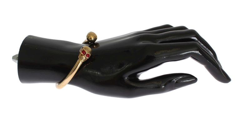 Gold Plated Skull 925 Silver Bangle Bracelet