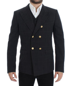 Gray cotton slim fit blazer