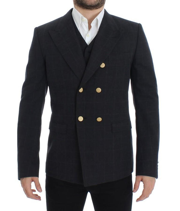 Gray cotton slim fit blazer
