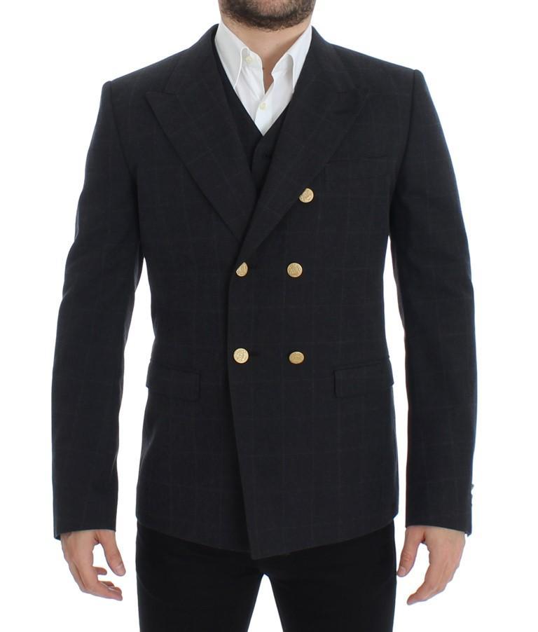 Gray cotton slim fit blazer