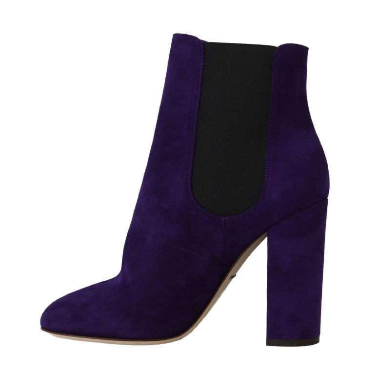 Purple Suede Heels Chelsea Boots