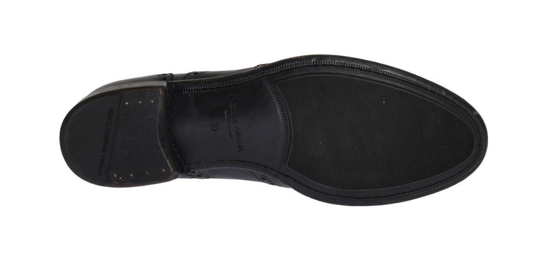 Gray Leather Wingtip Oxford Shoes