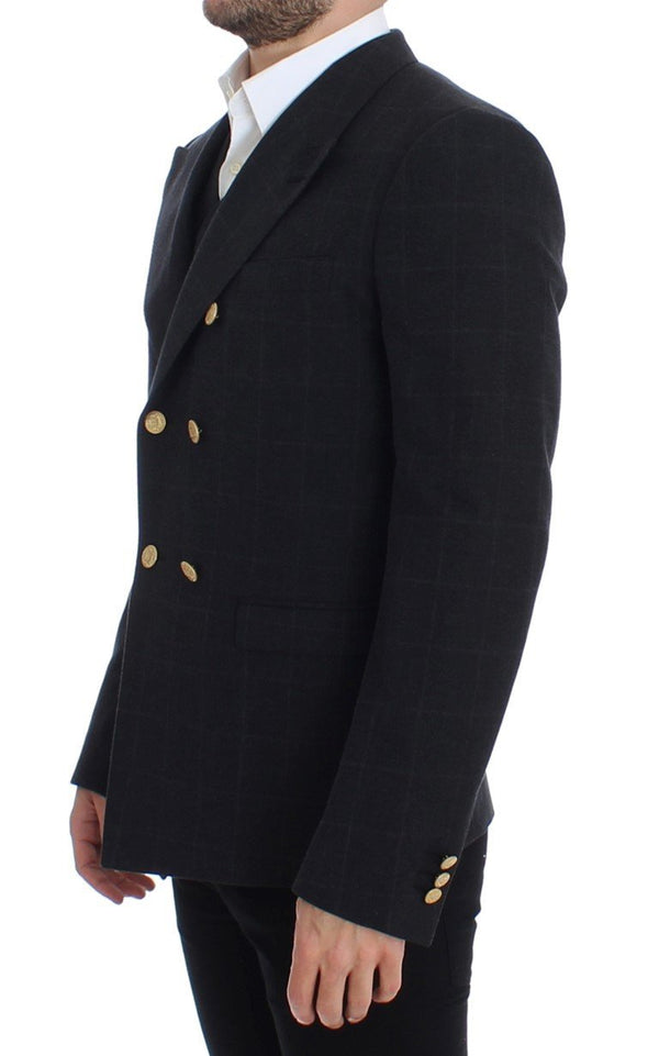 Gray cotton slim fit blazer
