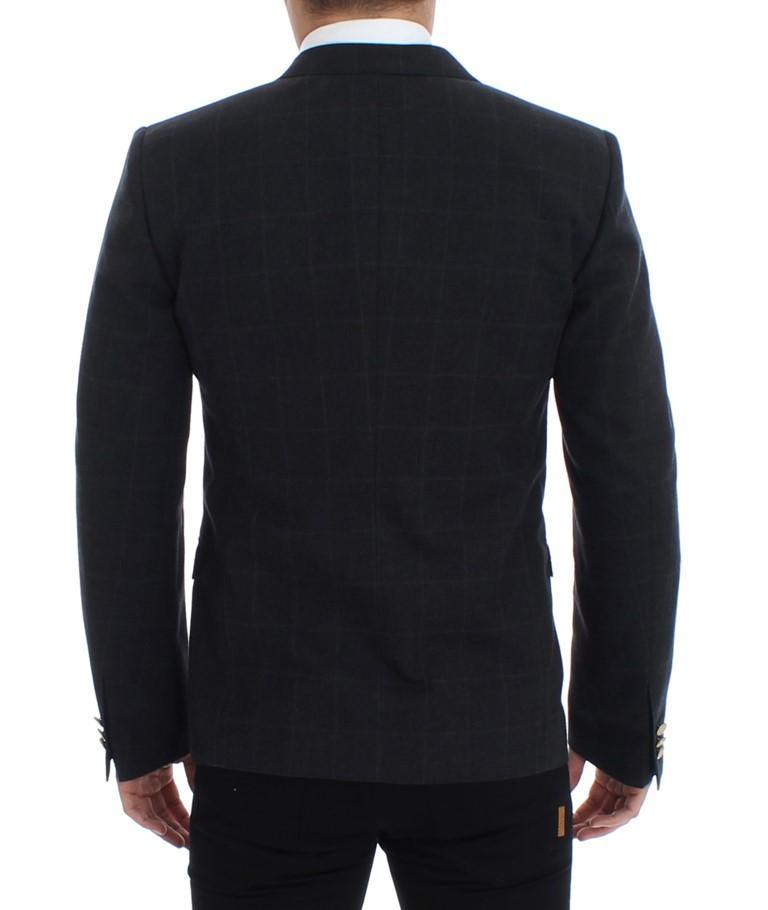 Gray cotton slim fit blazer