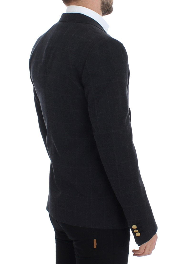 Gray cotton slim fit blazer