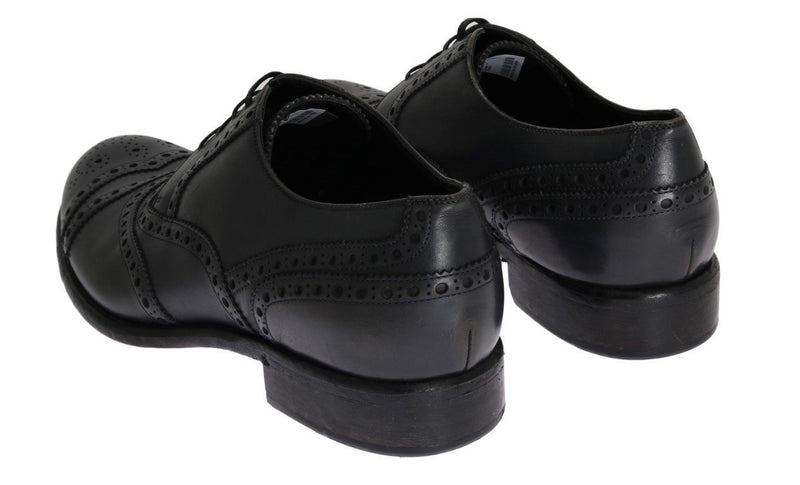Gray Leather Wingtip Oxford Shoes