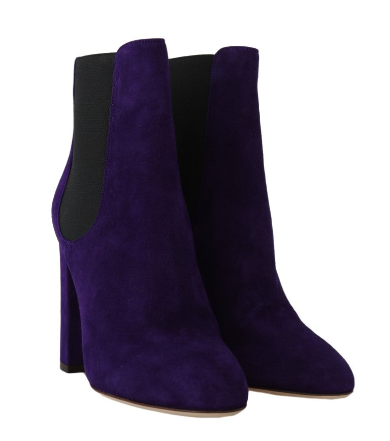 Purple Suede Heels Chelsea Boots