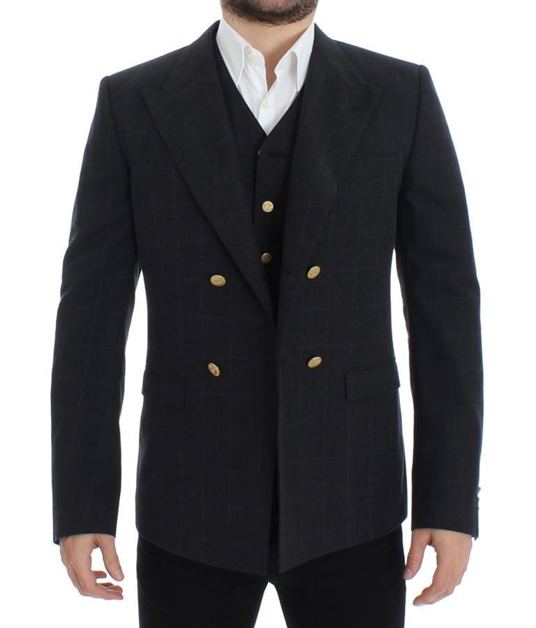 Gray cotton slim fit blazer