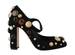 Black Suede DG Logo Studs Pearls Shoes