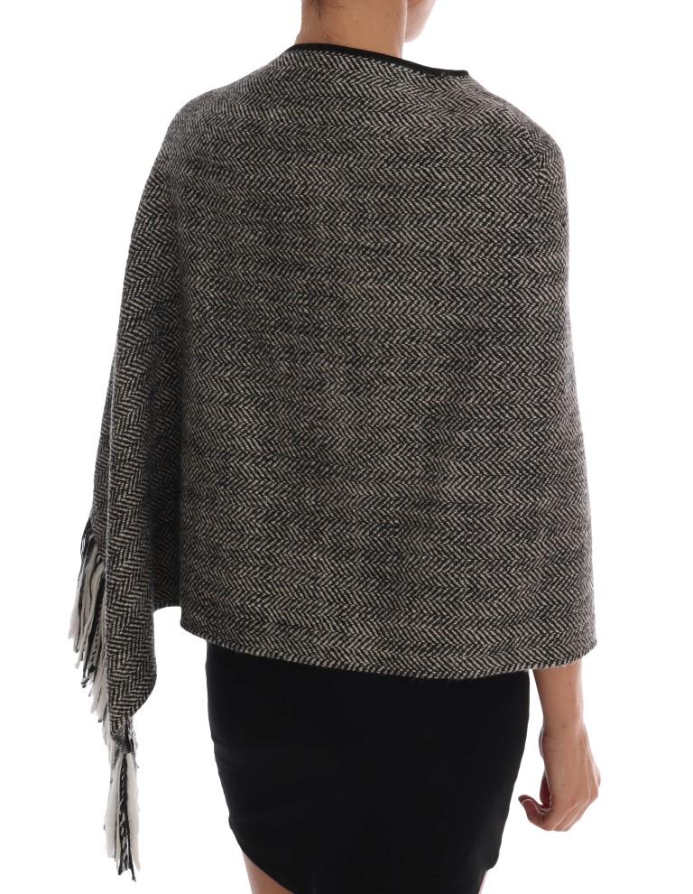 Gray Wool Knitted Sweater Poncho