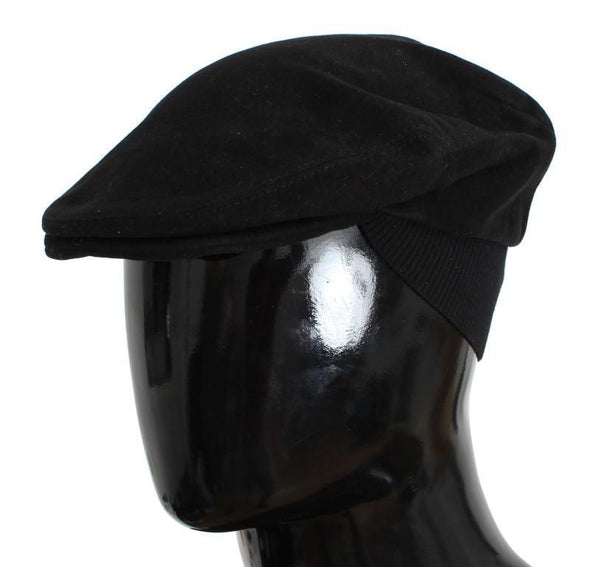 Black Cotton Newsboy Cap