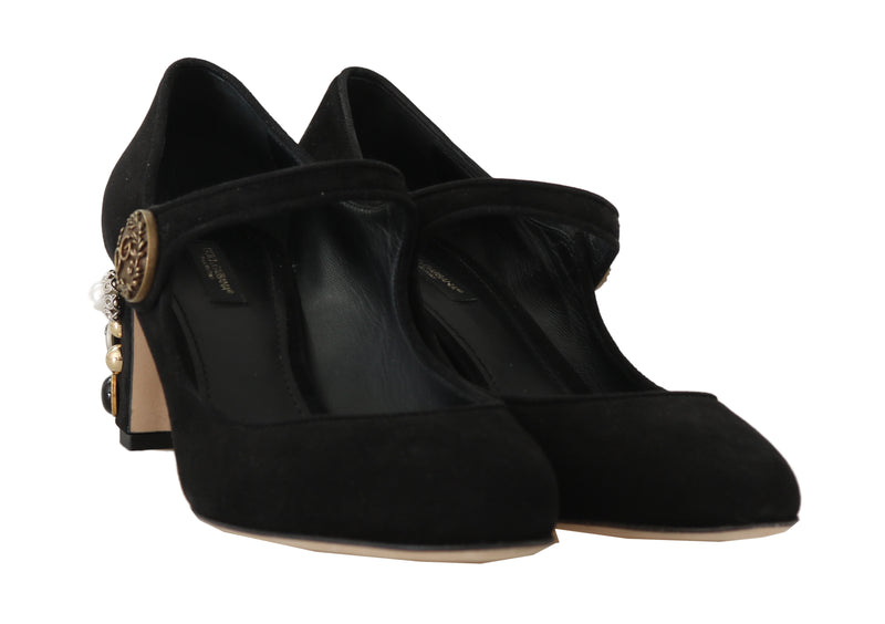 Black Suede Leather Mary Jane