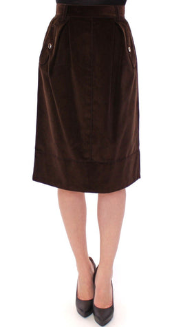 Brown Manchester Knees-Length Pencil Skirt