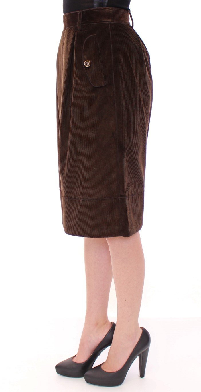 Brown Manchester Knees-Length Pencil Skirt