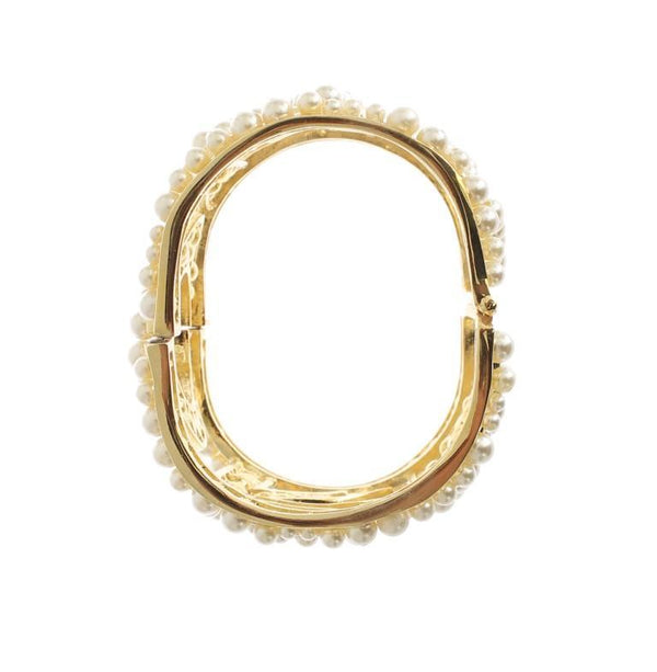 Gold Brass White Pearl AMORE Bangle