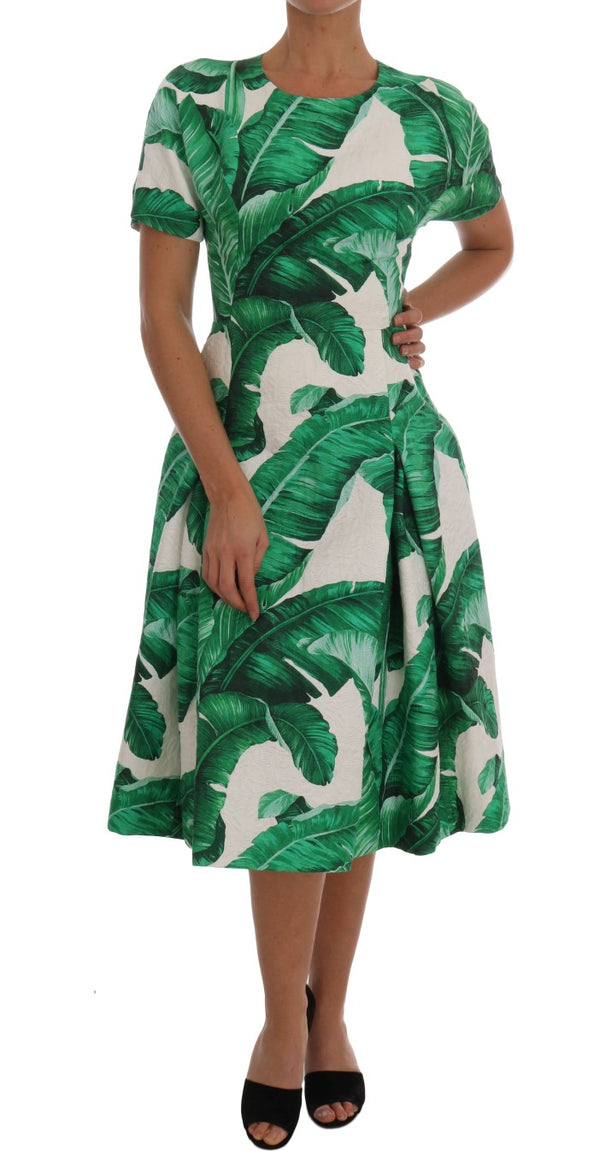 Banana Leaf Cotton Silk A-Line Dress