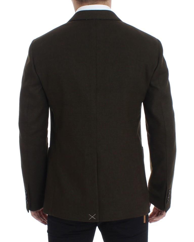 Green wool regular fit blazer