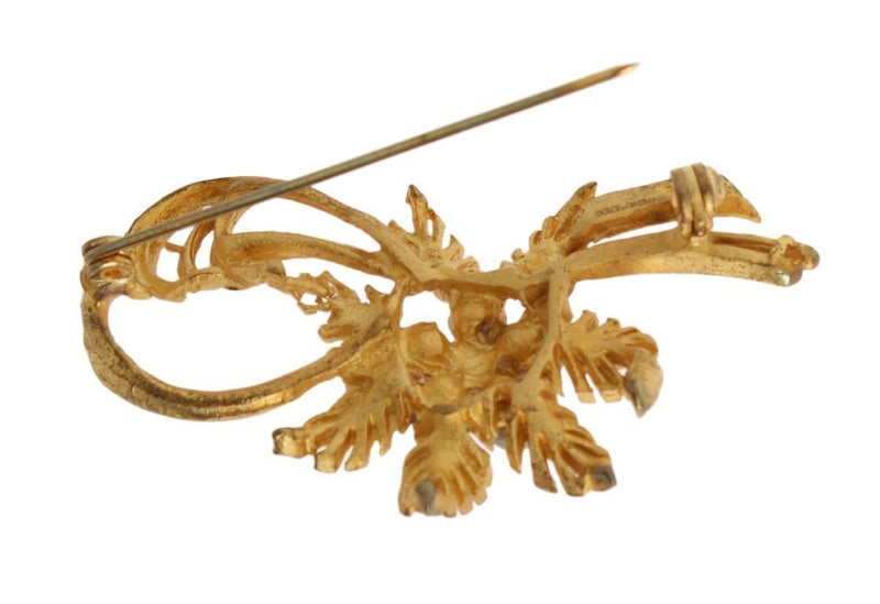 Gold Brass Crystal Floral SICILY Brooch