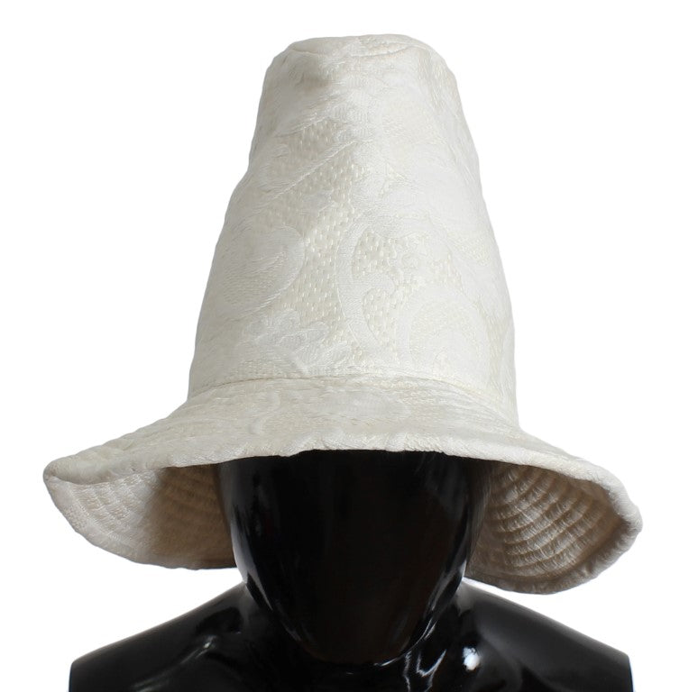 White Floral Cotton Silk Bucket Hat