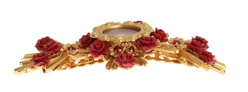 Red Roses Gold Heart Sicily Hair Comb