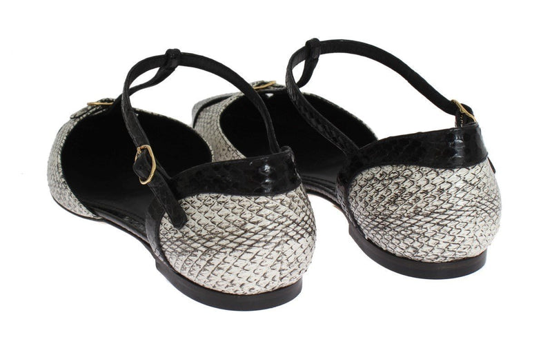 Black White Ayers T-Strap Flats