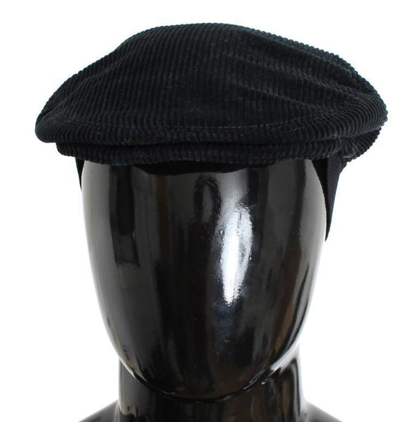 Black Cotton Newsboy Cap