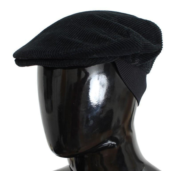 Black Cotton Newsboy Cap